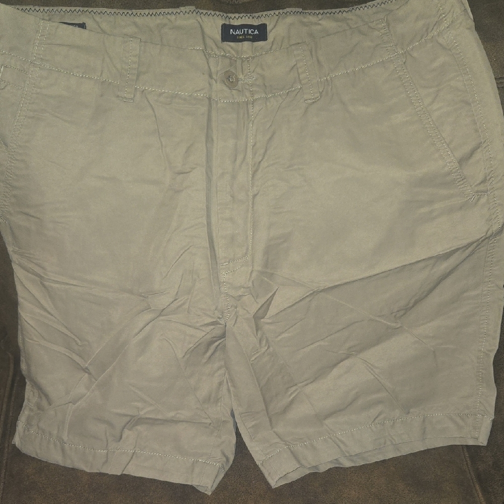 Nautica Men's Khaki Flat Front Shorts Size 38W